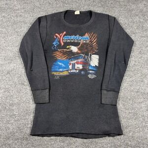 Vintage American Trucker Eagle Long Johns Thermal Shirt XL 80s Faded 3D Emblem